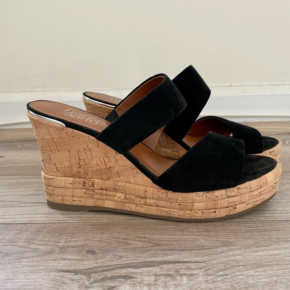 Franco Sarto black faux suede wedges.